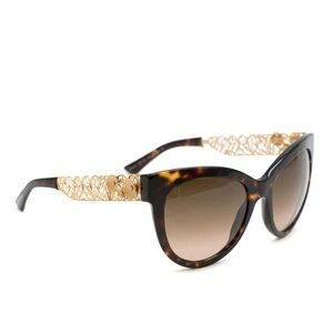 Dolce & Gabbana Cat-Eye Gradient Brown Sunglasses With Golden Filigree Arms